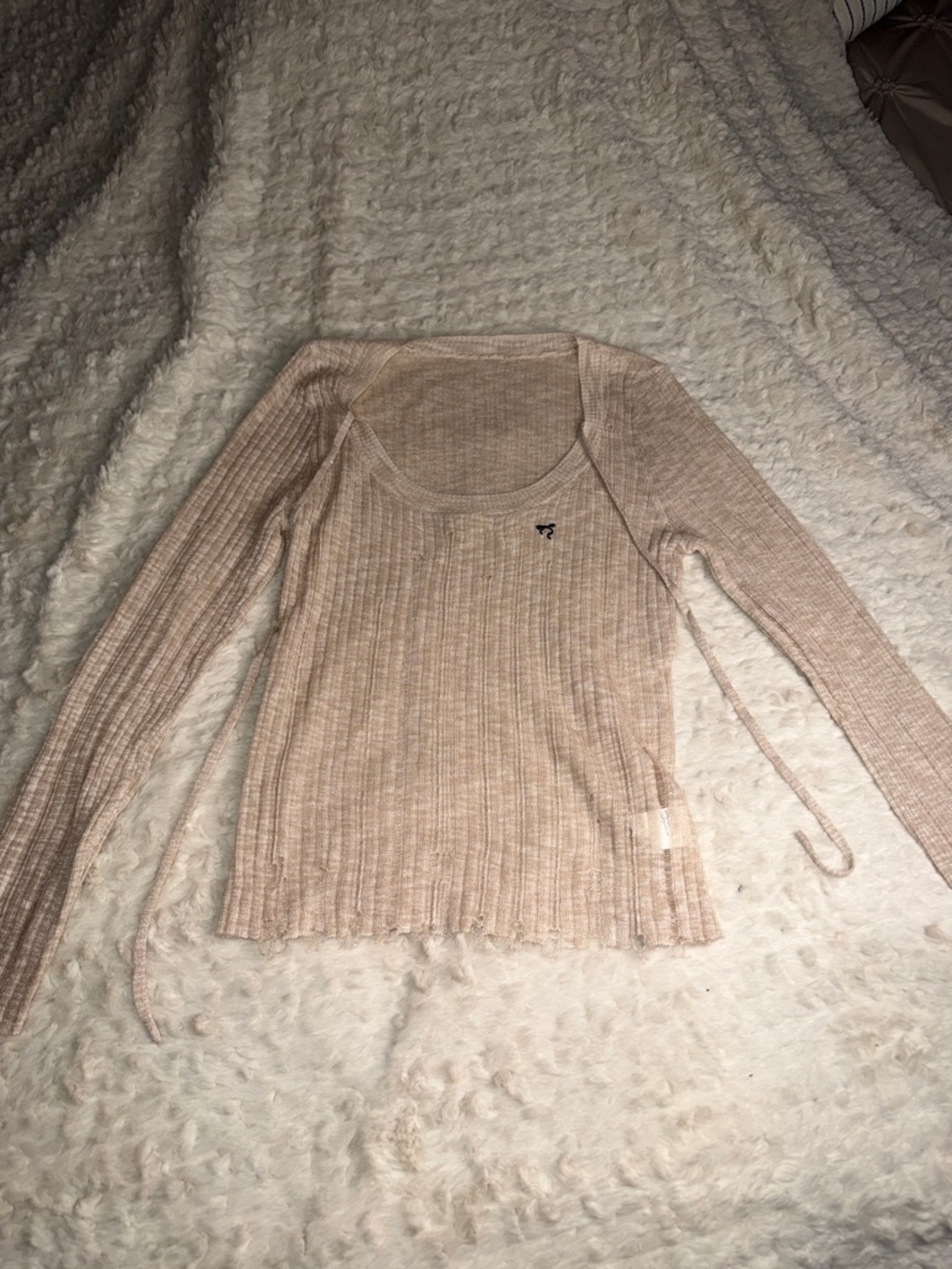 Ribbed Scoop Neck Lightweight Sweater in Blush